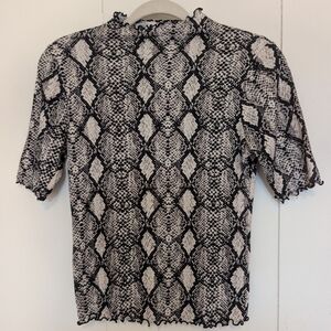 🐆 Caution to the Wind Snake Print S Crop Top Ruffle Hem Whimsicoth Animal